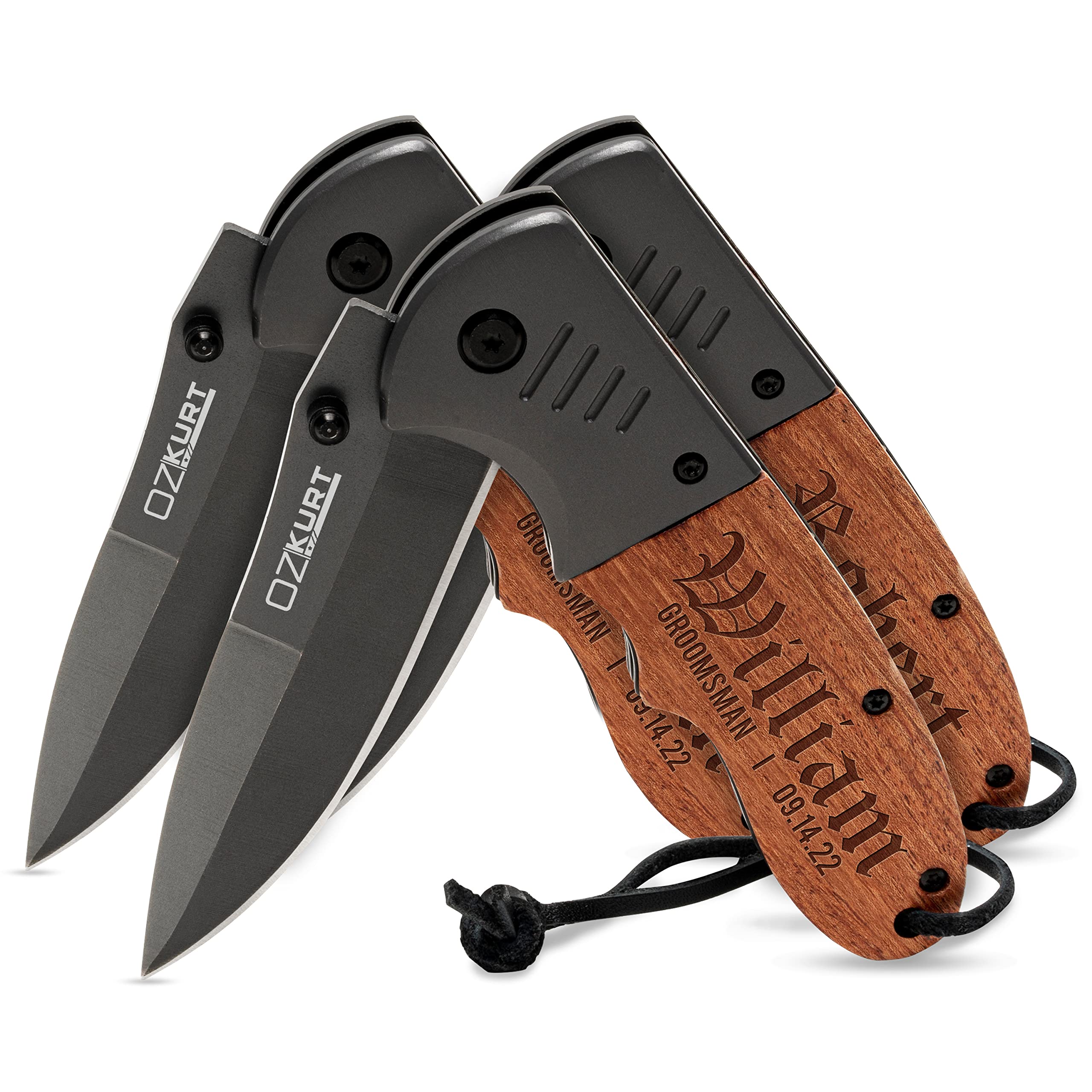Set of 3, Groomsmen Gifts, Pocket Knives Personalized for Groomsman | 16 Font Option | Customized Engraved Pocket Knives, Groomsman Gifts for Wedding, Groomsmen Proposal Gifts, Gift for Him, Best Man