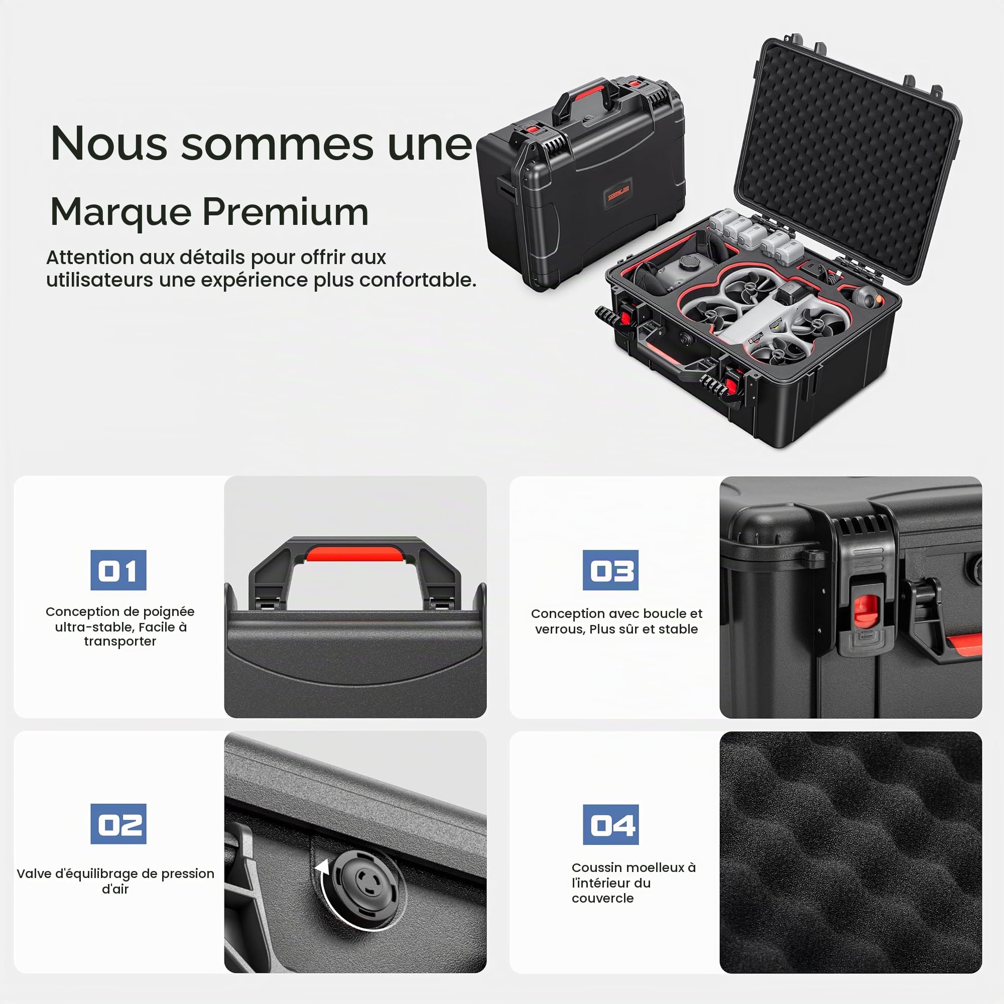 STARTRC Avata 360 Étui Rigide Étanche de Transport pour DJI Avata 360 Fly More Combo, Contrôleur DJI RC 2/RC Motion 3, Lunettes N3, 6 Batteries et Hub de Chargeur [Étui Seulement]