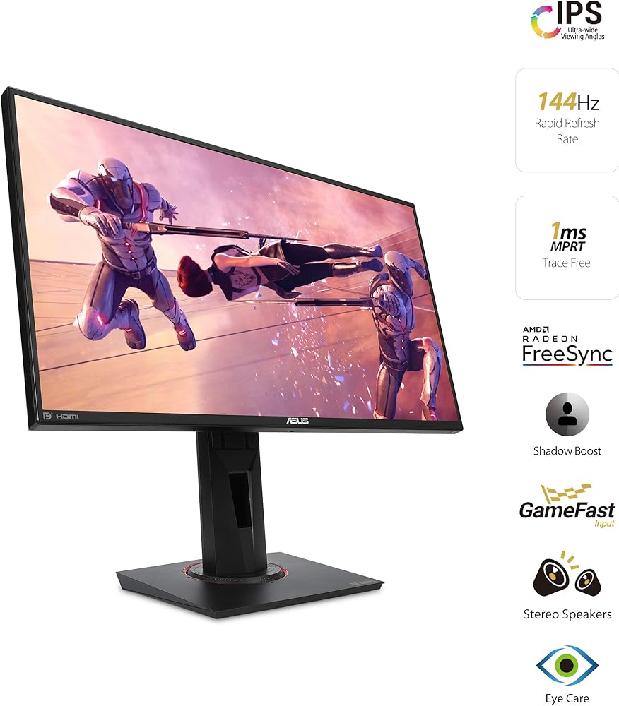 Asus VG259Q 24.5” Gaming Monitor 144Hz Full HD (1920 X 1080) 1ms IPS Elmb FreeSync Eye Care DisplayPort HDMI,Black thumbnail 2