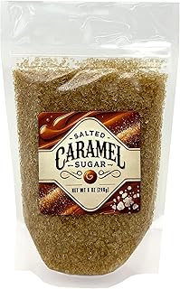 crait SALTED CARAMEL Flavored Sugar - 8 Ounce Resealable Bag – Use in Baked Goods, Cocktail Rimming Sugar, Coffee Topping, Frappes – Colored Sugar, Ice Cream Topping