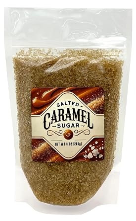 crait SALTED CARAMEL Flavored Sugar - 8 Ounce Resealable Bag Use in Baked Goods, Cocktail Rimming Sugar, Coffee Topping, Frappes Colored Sugar, Ice Cream Topping