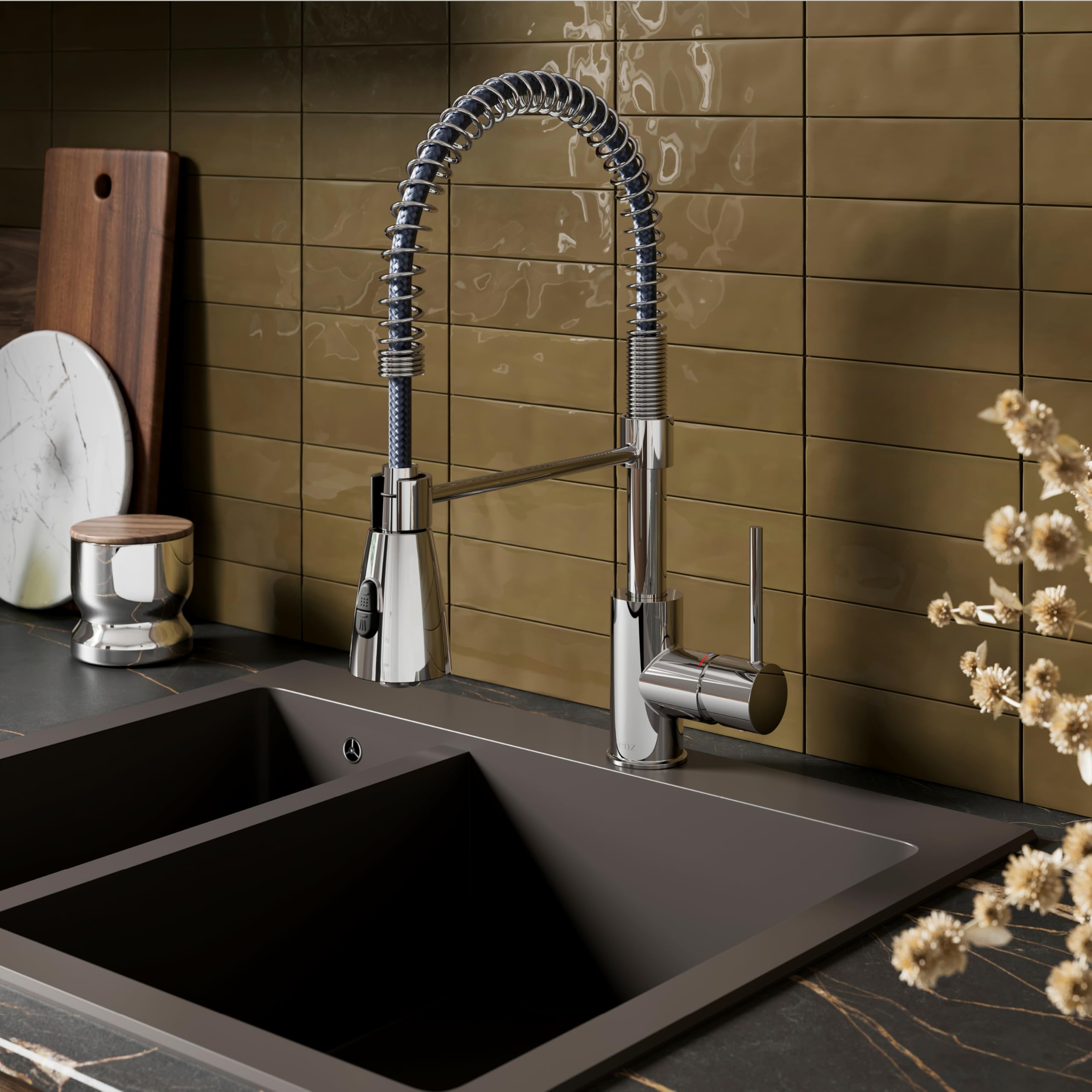 Lenz Keukenkraan Kalani² in chroom – flexibele sproeikop met 2 straalsoorten – comfortabele EasyFix bevestiging van bovenaf – hoogwaardige afwerking – 46070302