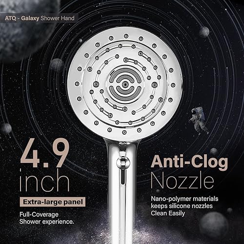 Miniatura 7 de Filtered Shower Head 7 Spray Mode High Pressure Shower Head with Handheld Water Softener Filters Beads,79" Long Hose,Built-in Power Wash Mode (7