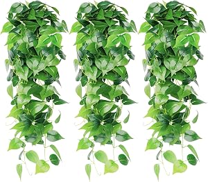 Dremisland 3pcs Artificial Hanging Plants-3.6ft Fake Ivy Vine Scindapsus Leaves Vine Greenery Hanging Plants for Wall Home Room Wedding Party Garden Indoor Outdoor Decoration(Scindapsus)