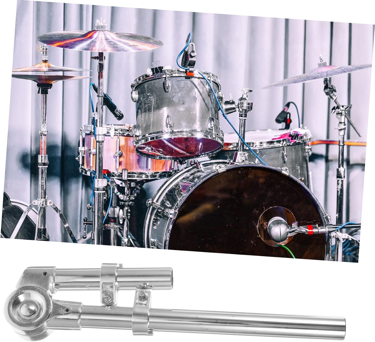 Abaodam 1 Pair Drum Hardware Tom Drum Stand Bracket Mount Performance Display Hardware Silver