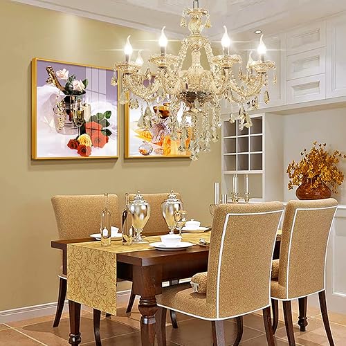 Miniatura 12 de Cognac K9 - Lámpara de araña de cristal con 10 luces, luces de techo de cristal modernas, lámparas colgantes de cristal E12 para el hogar, tienda