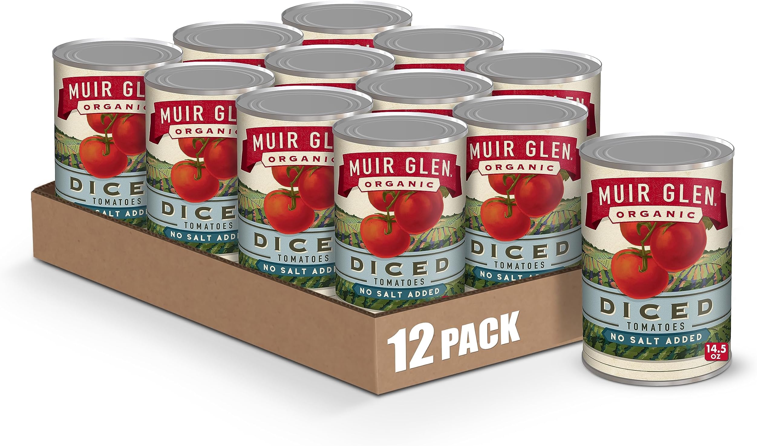 Muir Glen Organic Diced Canned Tomatoes, No Salt Added, 14.5 oz. (Pack of 12)