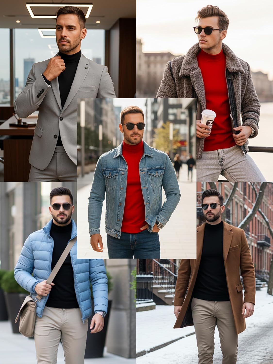 URBAN BUCK Mens Turtleneck Long Sleeve Shirt - Slim Fit Ultra Soft Stretchable Cotton Warm Winter Pullover Sweater for Men - Image 4