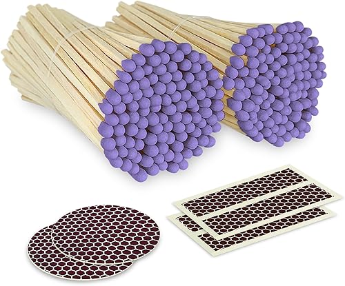 Cerillas de color lila de 4 pulgadas (200 unidades, con calcomanías llamativas incluidas) Decorativo único y divertido para tu hogar, regalos,