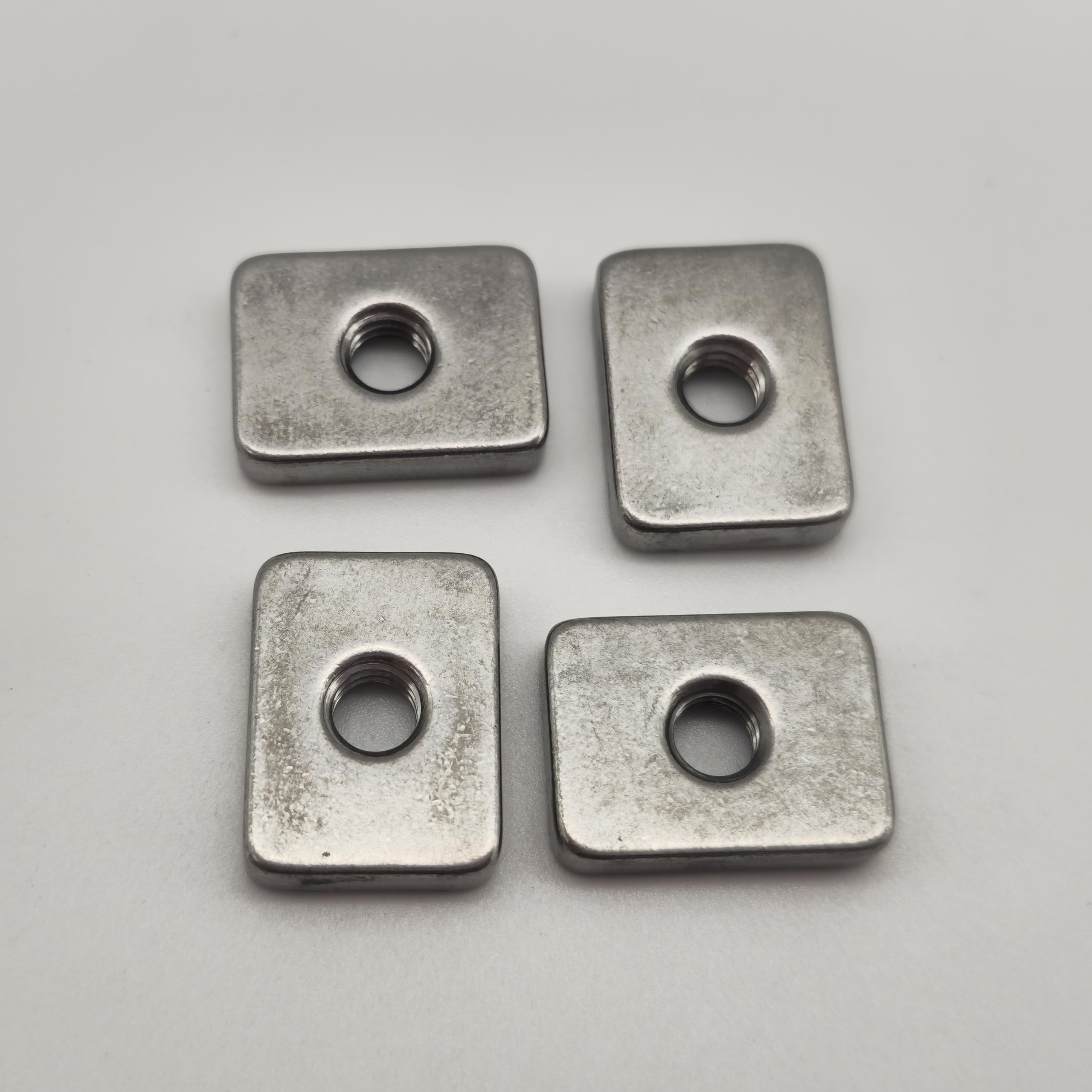 Tuerca corredera de acero inoxidable V2A, M6/M8, para perfiles de aluminio y baca de 21 mm, 20 mm, 15 mm (4, M6 (15 x 20 x 4,5 mm)