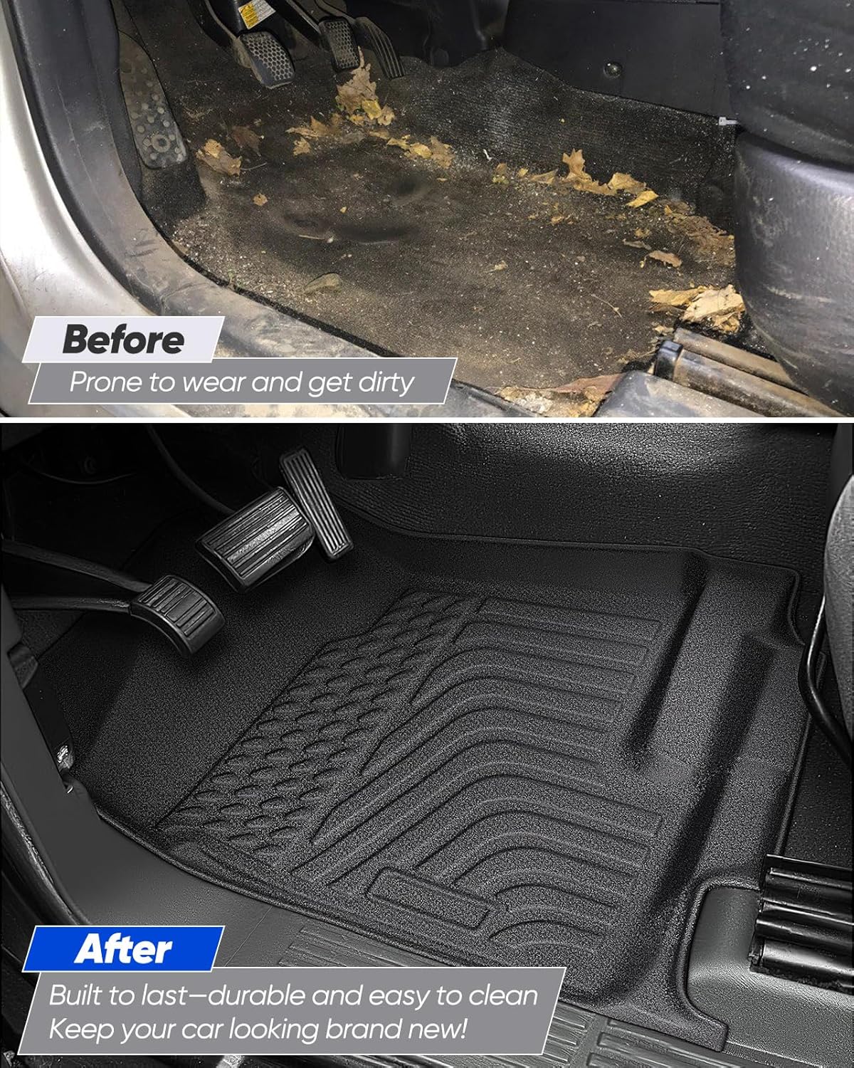 for Chevy Silverado & for GMC Sierra 1500 Floor Mats 2007-2013 (Only for Extended Cab); for GMC Sierra 2500/3500 2007-2014; All Weather Waterproof TPE Floor Mats for Chevy Silverado Accessories - Image 6