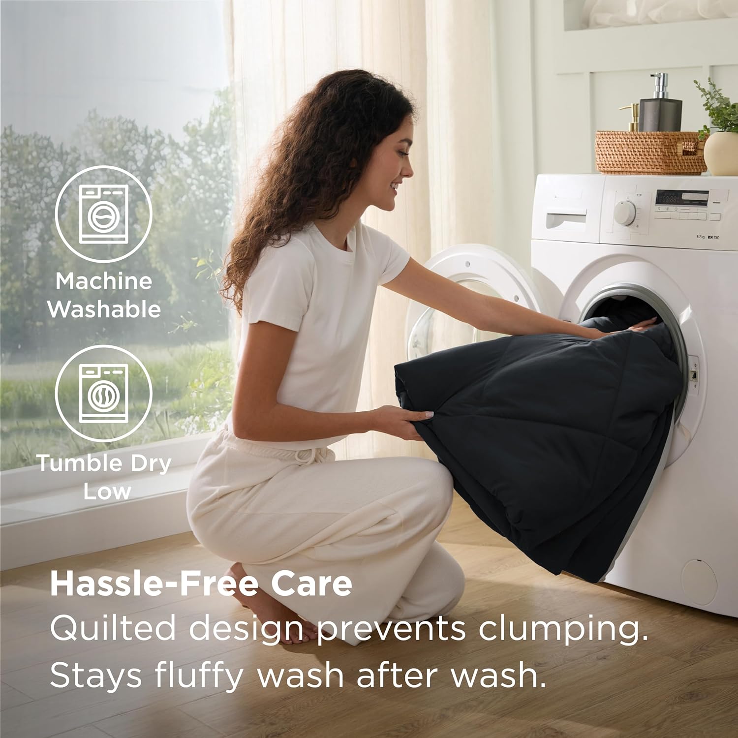 Bedsure King Size Comforter Set - 7 Pieces Reversible Black Bedding, King Size Bed Set for All Seasons, Bed in a Bag with Down Alternative Comforter, Sheets, Pillowcases & Shams - Image 6