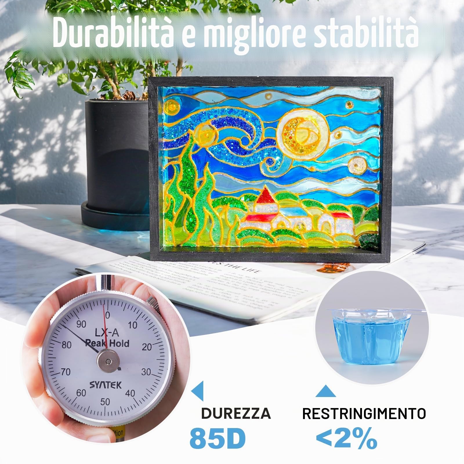 LET'S RESIN Kit di resina UV trasparente e inodore con lampada, 200 g, tappetino in silicone, resina epossidica ultravioletta dura, kit iniziale per gioielli, decorazioni artigianali