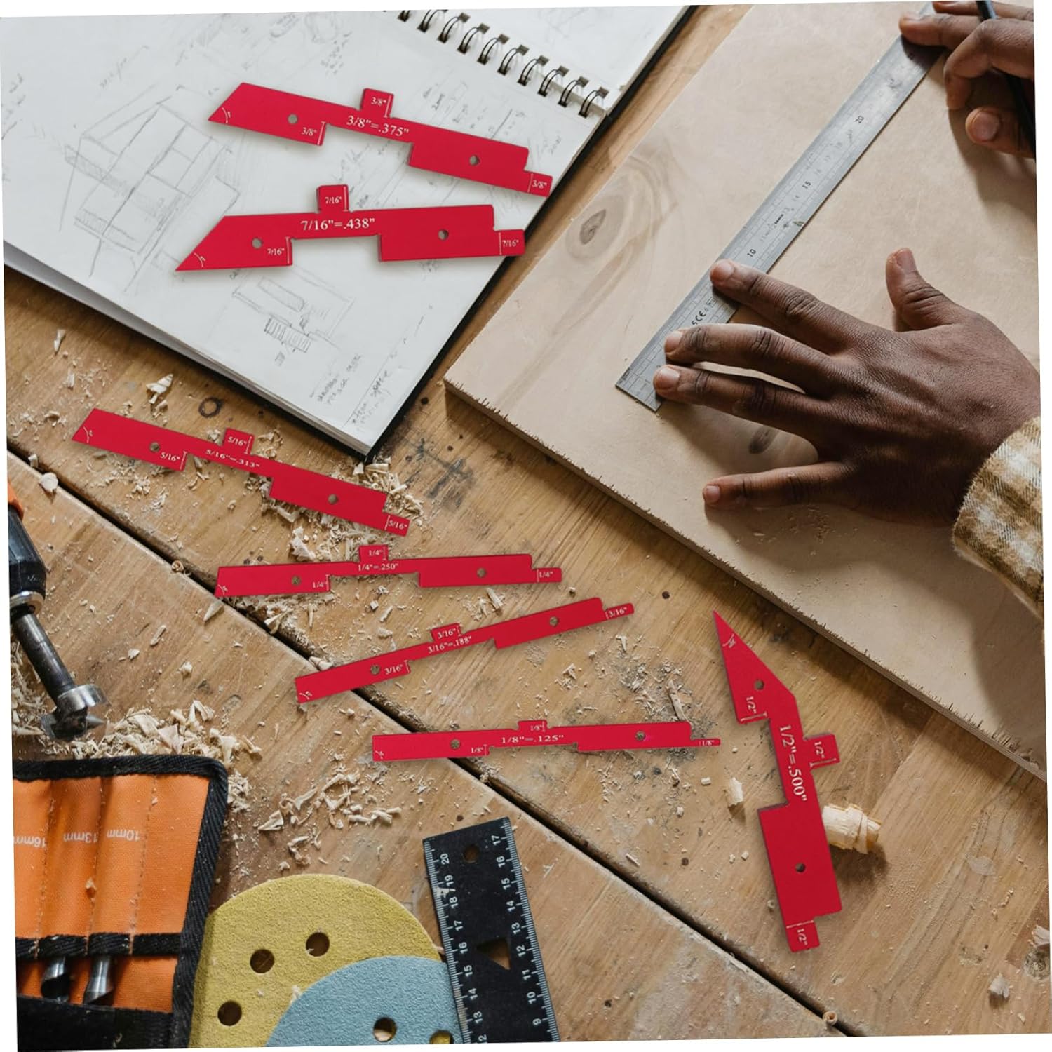 Veemoon 7pcs Router Table Setup Blocks Aluminum Gauge Blocks for Woodworking Measuring Tools Height Gauge Diy Project Accessories