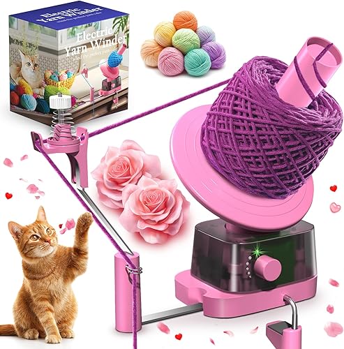 Vista 10 de Enrollador de hilo Enrollador eléctrico de bolas de hilo, 13 onzas de doble tensión fuerte para tejer, rueda de ganchillo automática para tejer