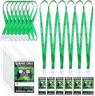 Tenceur 30 Pcs Video Game Party Favors Gamer Party Favors Video Game VIP Pass Holder Tickets Gamer Party VIP Pass Lanyards for Game Themed Birthday Party Supplies