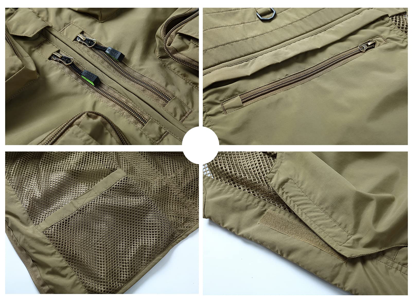 Gilet da Pesca Uomo Traspirante Multitasche Giacca Senza Maniche Caccia Fotografi Outdoor Vest Safari Giacche Gilet