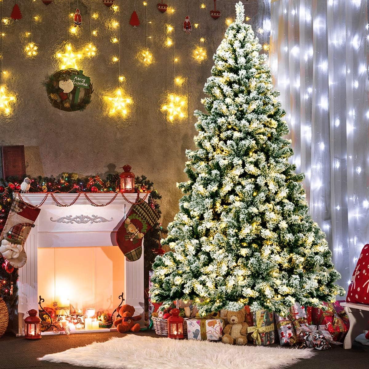 RELAX4LIFE Árbol de Navidad con 928 puntas y 250 luces LED blanco cálido, bonita decoración ideal para el hogar, tienda (230 cm)