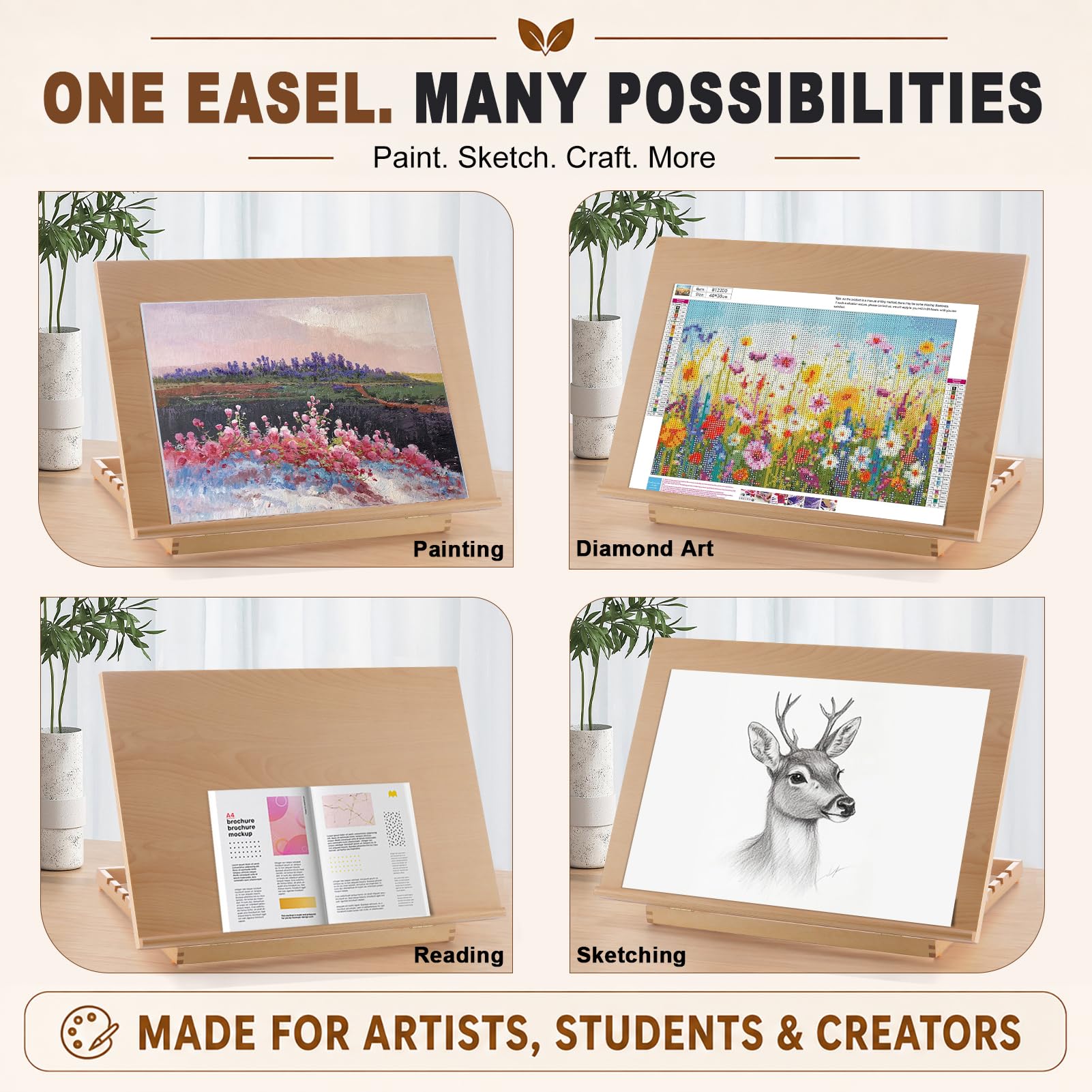 Beechwood Table Easel - Painting & Sketching Set -8
