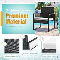 Vista 3 de Flamaker - Juego de 3 piezas de muebles de mimbre para patio al aire libre, sillas modernas de ratán, juego de conversación con mesa auxiliar