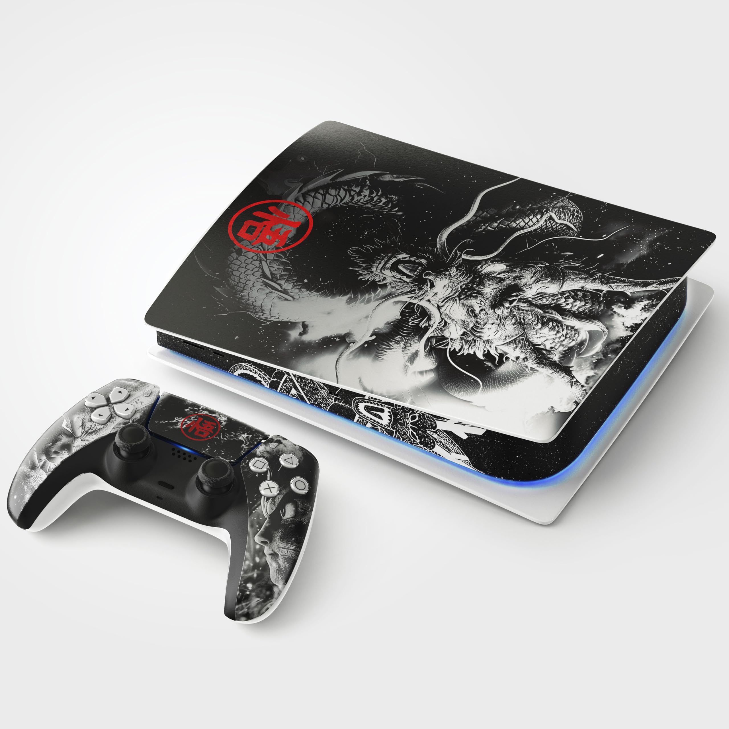 Pegatina PS5 Guerrero Dragón Pegatina para Playstation 5 Manga, Consola y Mantel, Edición Estándar Digital, Skin Guerrero PS5 (1 mando)