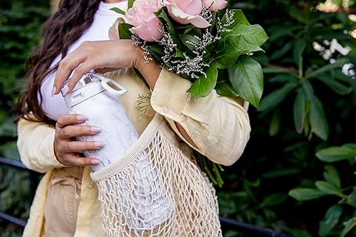 Miniatura 240 de Ello Cooper - Botella de agua de acero inoxidable de 22 onzas con 2 tapas, una de chupito y otra con popote | A prueba de fugas, doble pared y