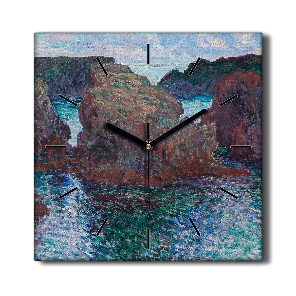 Horloge sur Toile 30x30cm Monet - Pendule de Salon Silencieuse