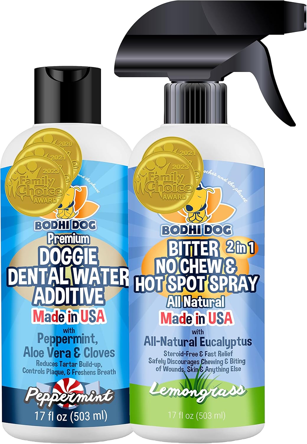 Bodhi Dog Bitter 2 in 1 No Chew 17oz + Peppermint Dental Water Addititve Bundle