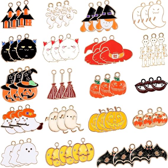 Amazon Co Jp 63ピース ハロウィン 合金 チャーム パンプキン ゴースト コウモリ チャーム ハロウィン 小さなチャーム ペンダント アソート ハロウィン Diy ペンダント ハロウィン ジュエリー デコレーション ホビー