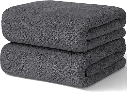 Wuwahold Juego de 2 toallas de baño, tamaño más grande, microfibra súper suave, altamente absorbente, toallas duraderas de secado rápido para baño,