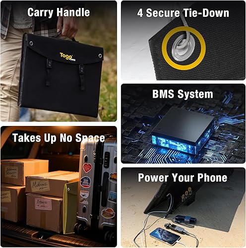 Miniatura 6 de Paneles solares portátiles de 120 W para central eléctrica, cargador de panel solar plegable de alta eficiencia con salidas QC3.0 PD45W USBDC,