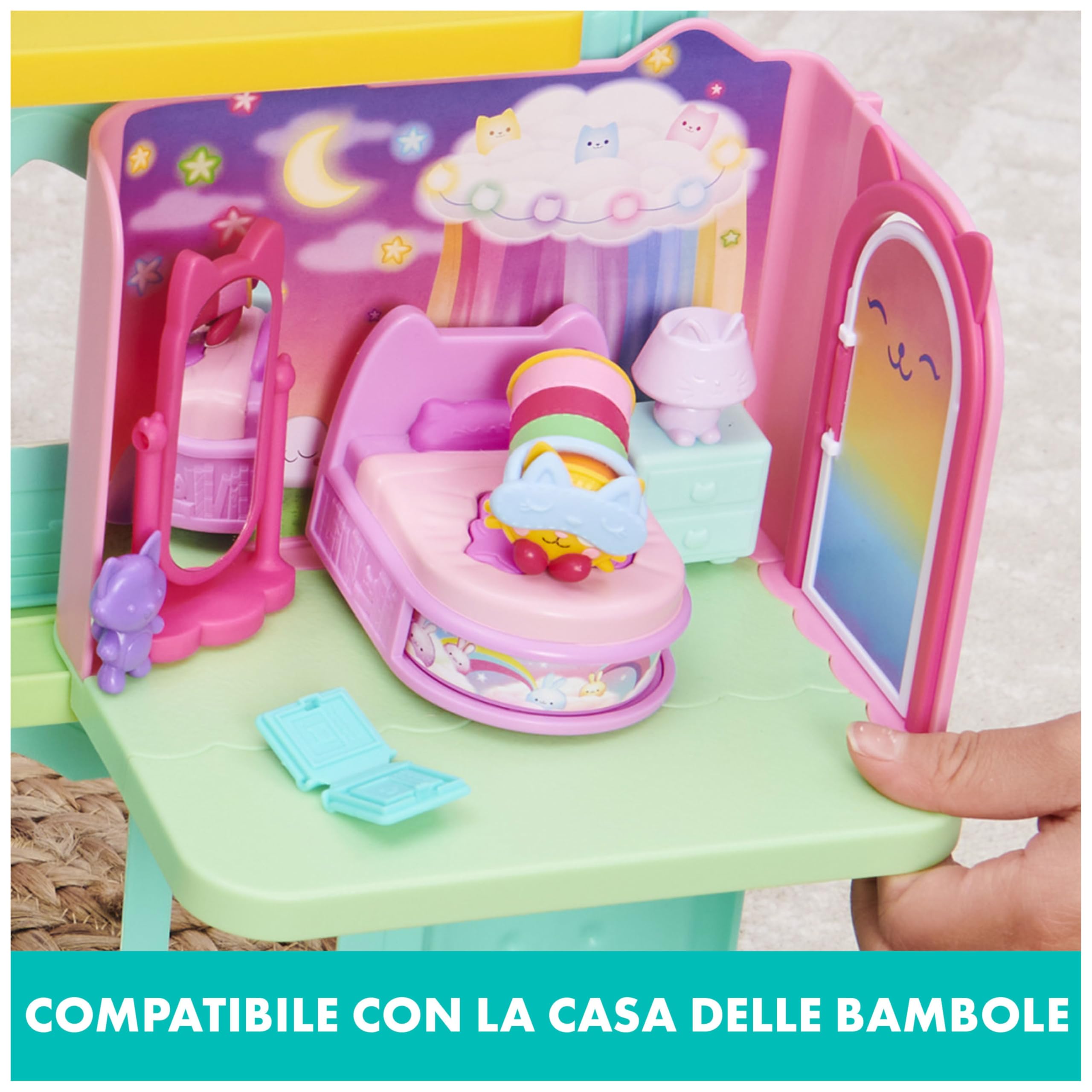 Gabby's Dollhouse, La camera da letto di Cuscigatta, mini playset stanze della casa, giochi per bambini dai 3 anni in su