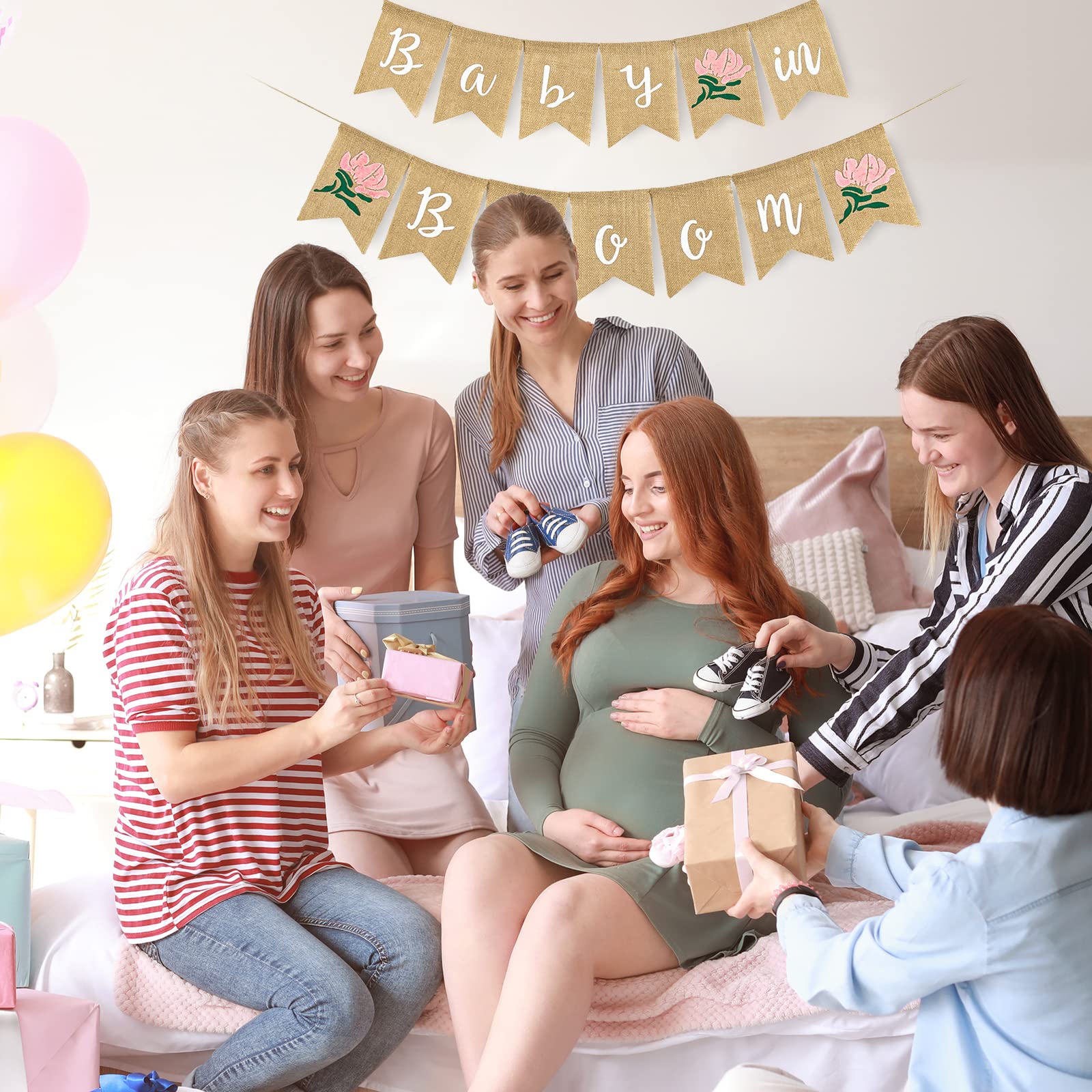 Whaline Baby In Bloom Jute-Banner – Rustikale Wimpelkette Für Babypartys Im Frühlingslook