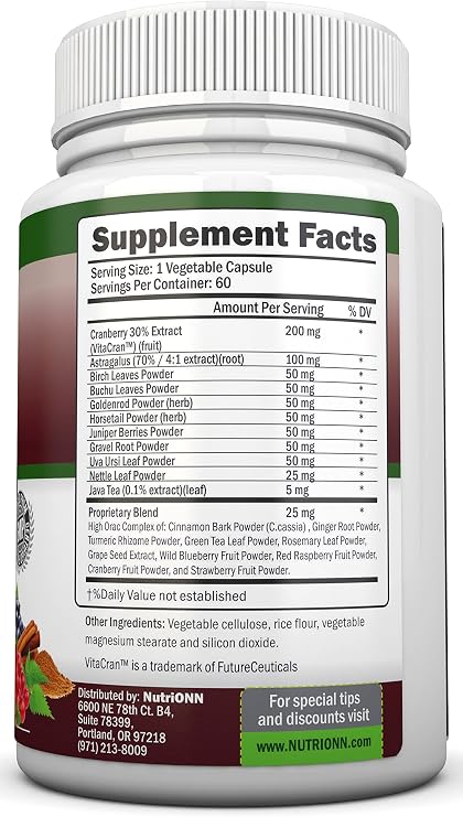 KIDNEY CLEANSE - Detox and Support For Urinary Tract, Bladder and Kidneys - All Natural Herbal Supplement Formula With Organic Cranberry, Astragalus, Turmeric, Goldenrod, Gravel Root, Juniper and More
