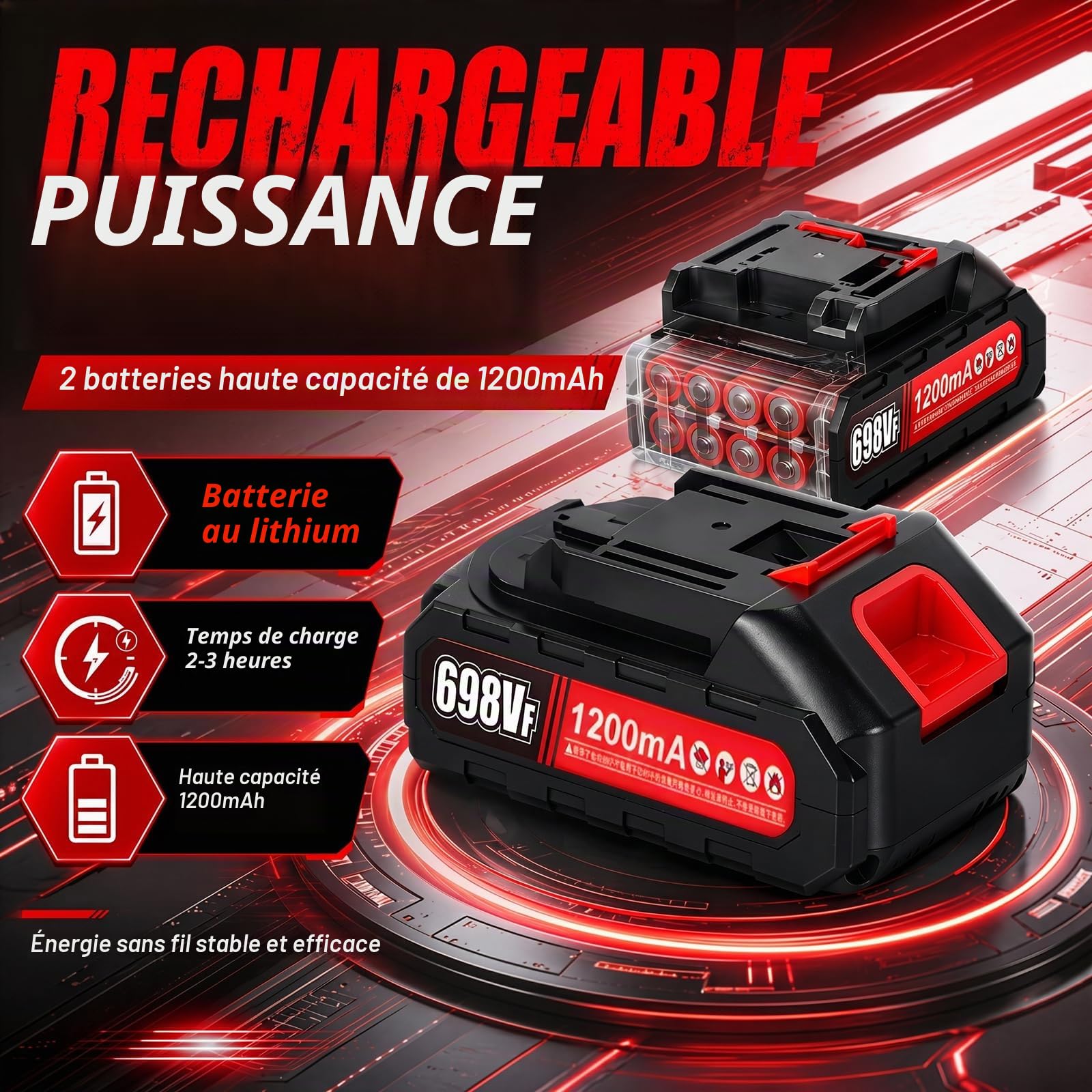 Coupe Bordure sans Fil avec Batterie, Debroussailleuse Electrique sans Fil avec 3 Types Lames, 2 Batteries 21V, Tête Pivotante 90°, Poignée Réglable, Rotofil Batterie pour Jardin et la pelouse