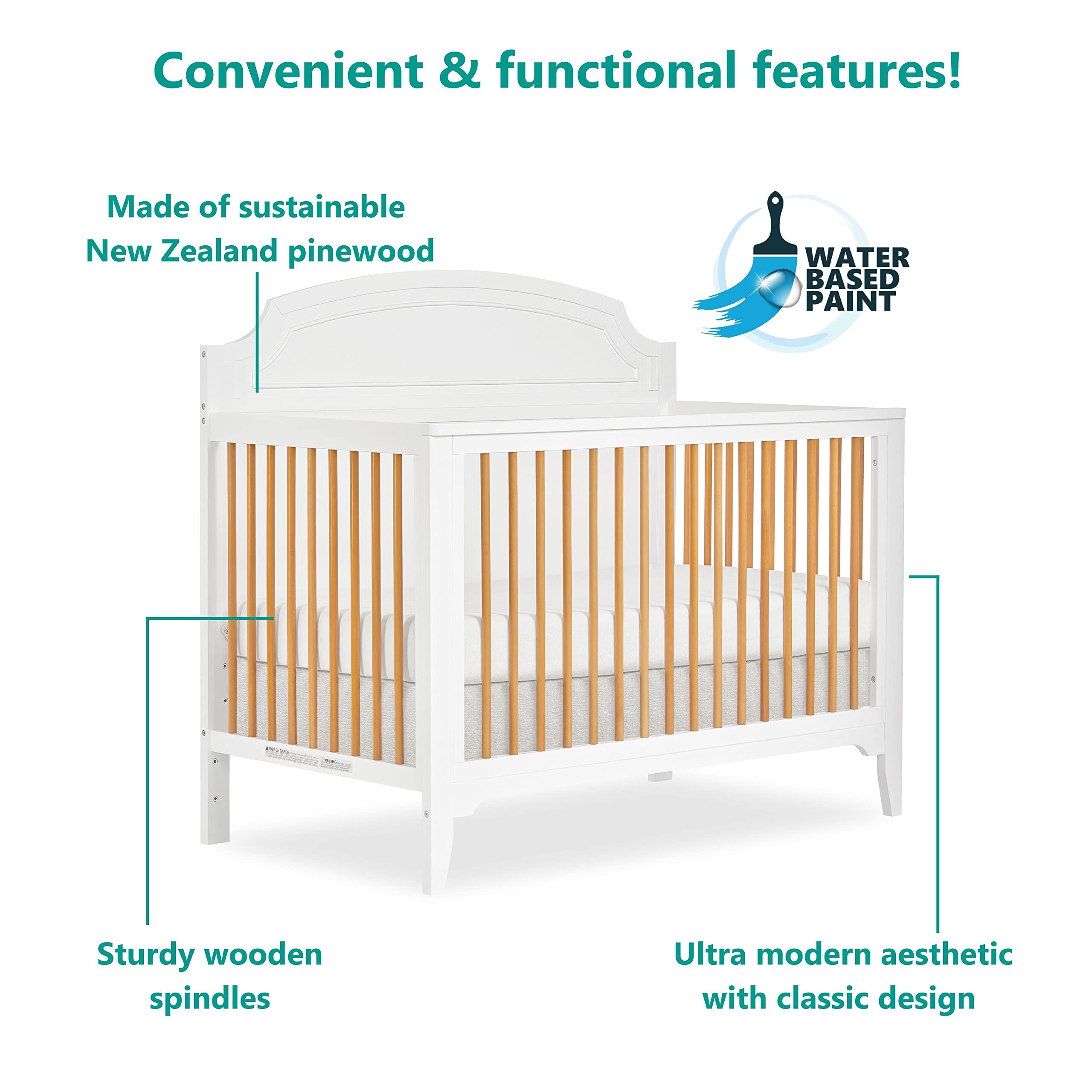 Dream On Me JPMA & Greenguard Gold Certified Milton 5 in 1 Convertible