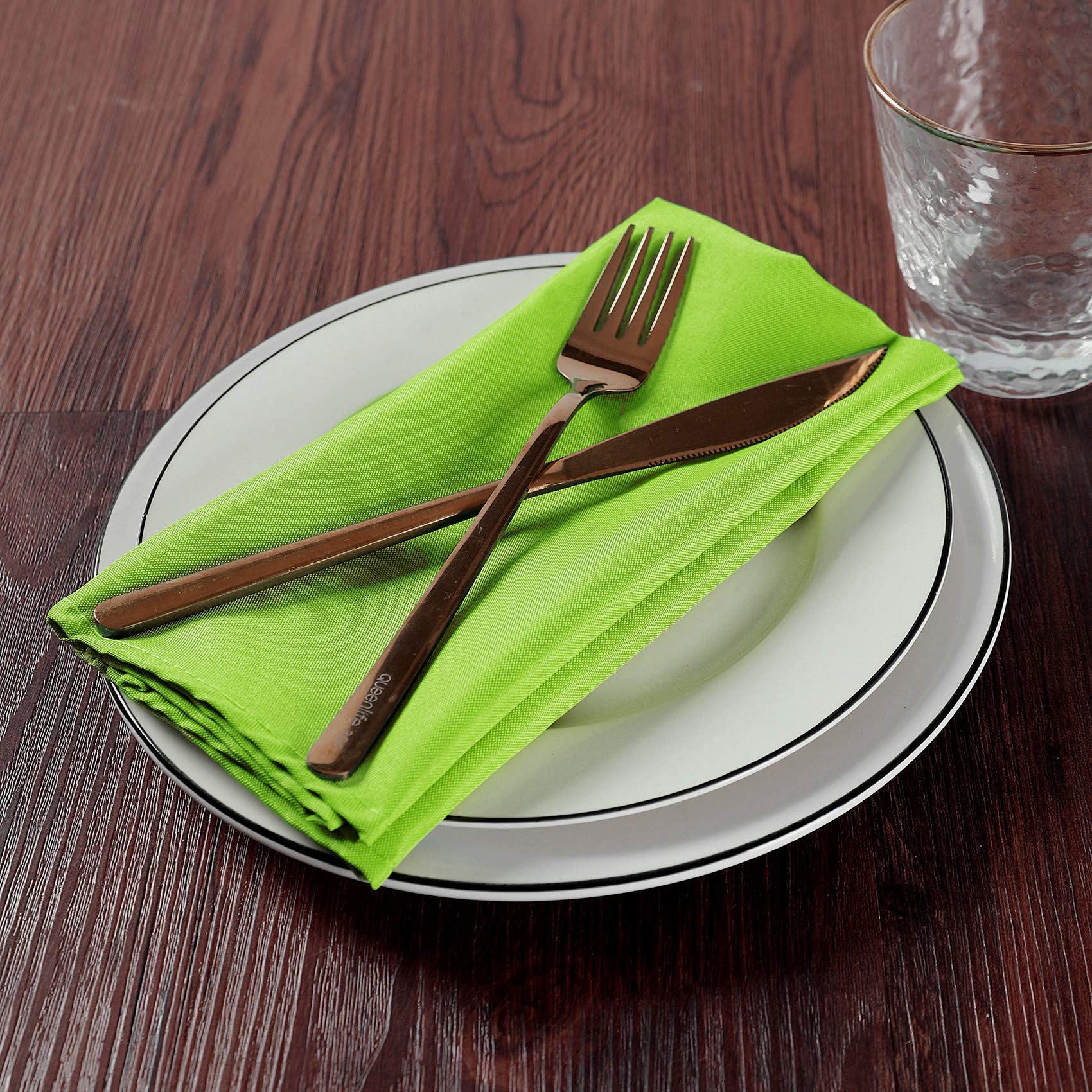 Cupuamon Servilletas de tela de 43 x 43 cm, lavables de poliéster, servilletas de mesa suaves para bodas, fiestas, comedores (verde manzana, 50 unidades)
