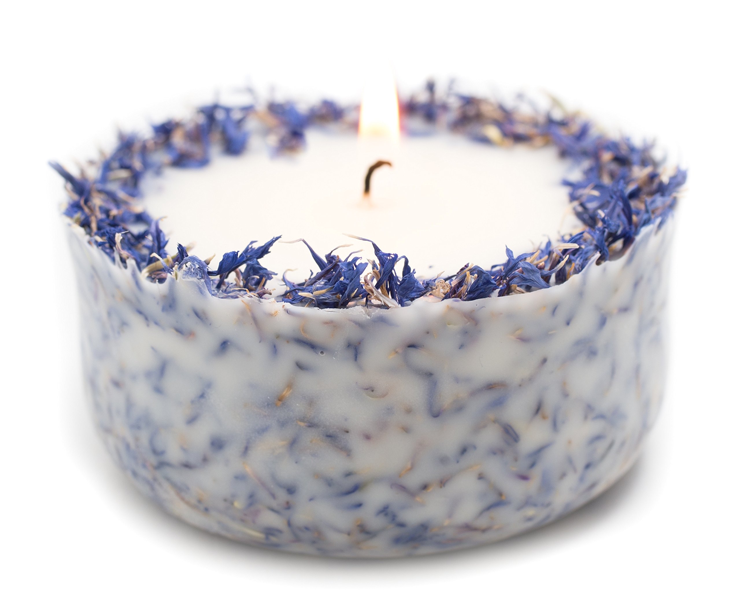 Duftkerze Soja Lavendel Beige Blau Kerze aus Bio Sojawachs vegan ätherisches Lavendel Öl Geschenk Aromatherapie