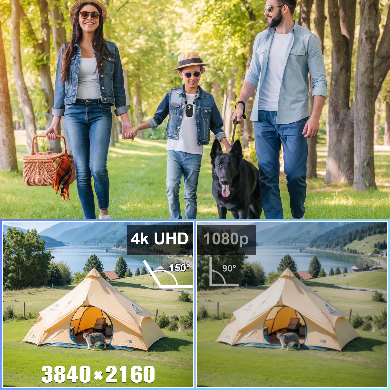 Action Cam 4K WiFi, mini videocamera per casco 150° e display da | 1000 mAh 3 ore di registrazione, magnete e accessori, app Viidure, IP65, registrazione verticale 2K durante la ricarica