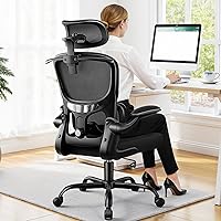 ALLGODOFFICECHAIR Ergonomic Mesh Office Chair with Lumbar Support, Adjustable Headrest, Flip-Up Arms, 300 LBS - Black