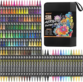 NICETY 128 Acrylic Paint Markers, Dual Tip Brush Paint Pens for Rock Pai...