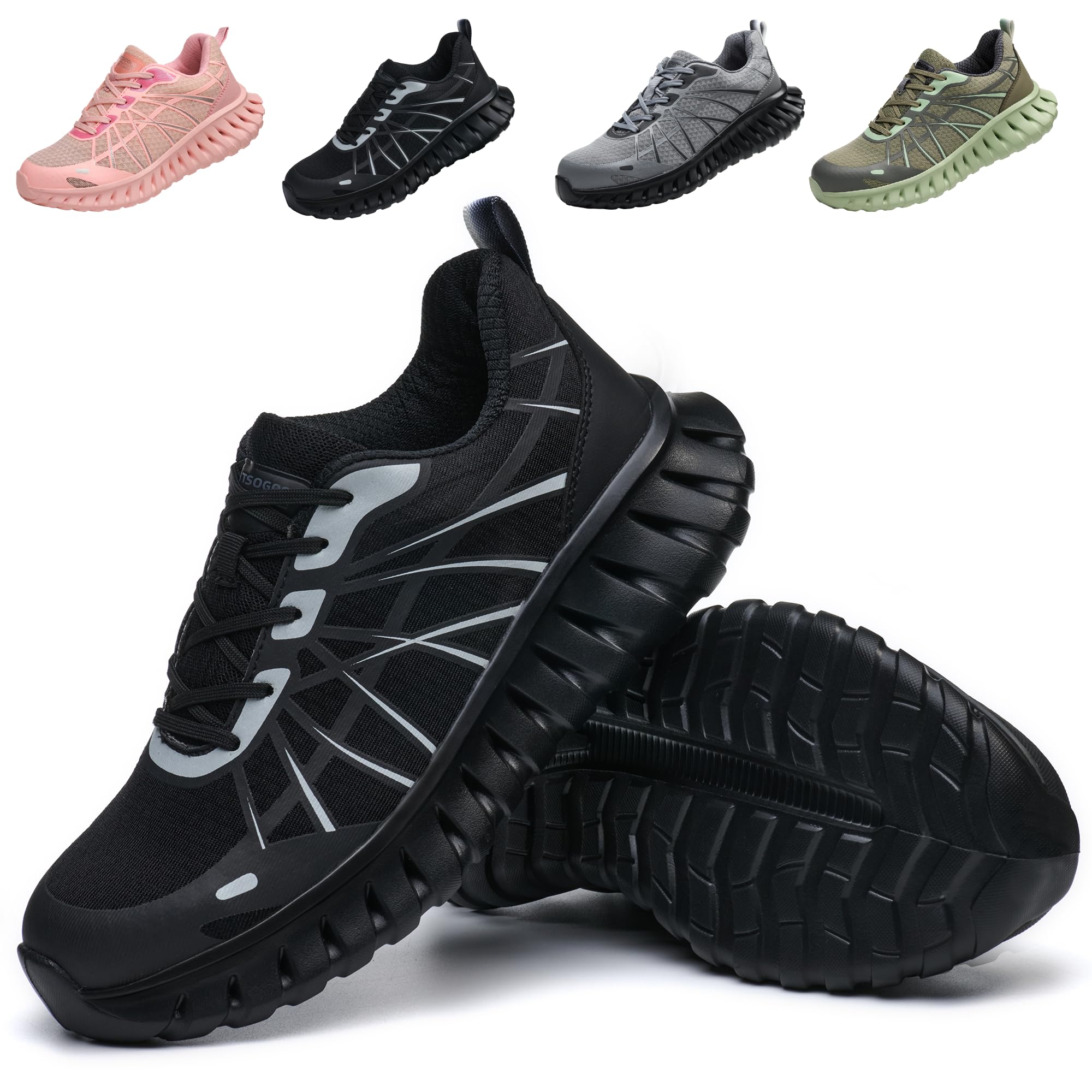 Obuwie ochronne dla mężczyzn/kobiet, stalowe buty ochronne, lekkie buty robocze wygodne buty robocze, unisex buty przemysłowe i budowlane czarny/szary/zielony/różowy