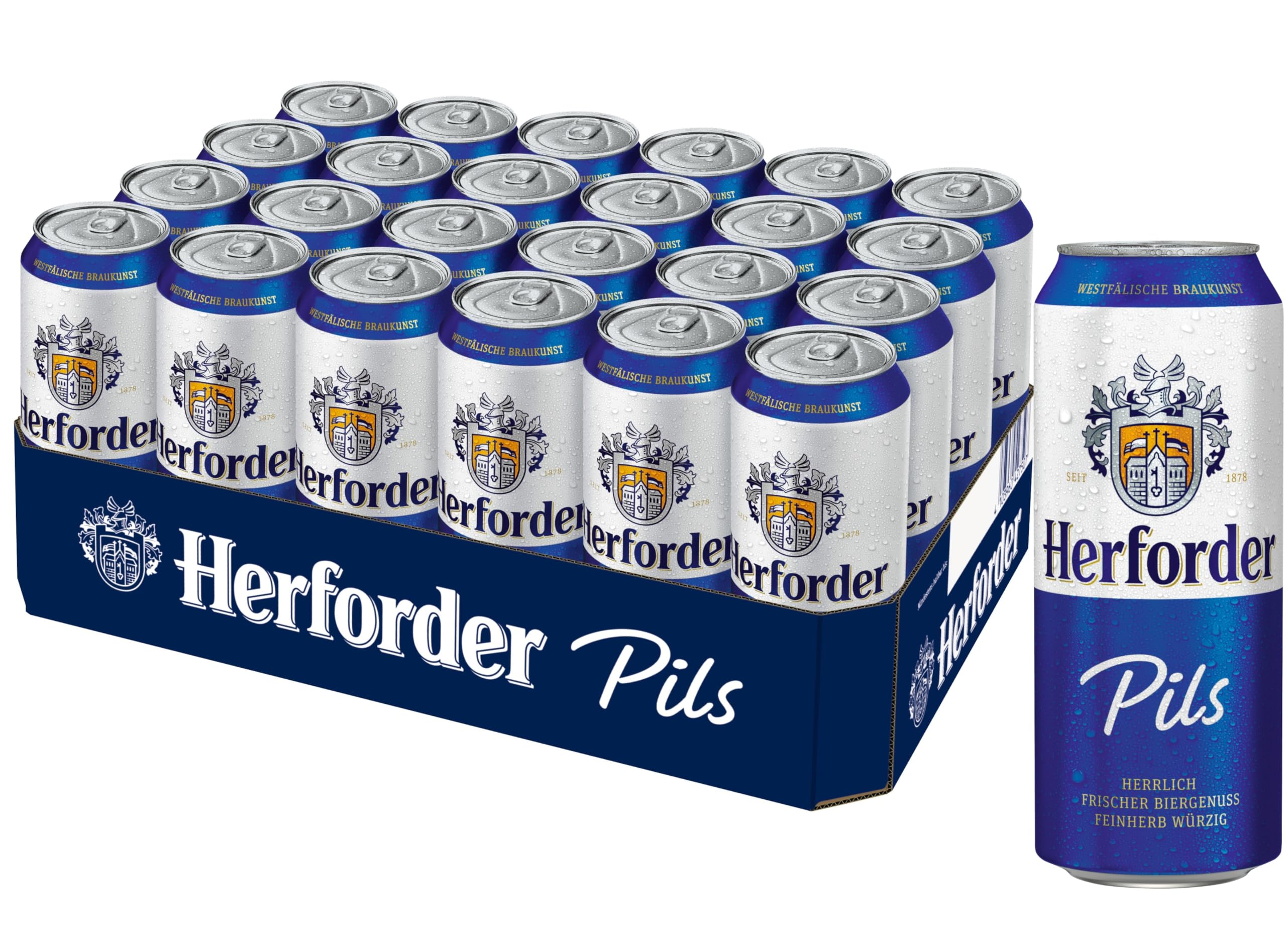 Herforder Premium Pils Dosenbier, EINWEG (24 x 0.5 l), Mildes vollmundiges Bier aus Ostwestfalen mit 4,8% Alkohol