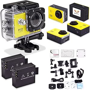 SAVFY® SJ4000 Fotocamera per Sport/ Videocamera Sportiva 1080P con LCD Schermo di 1,5 Indici 12MP, 170 Gradi Ampio Angolo+ Full HD Obiettivo Grandangolare X4 Zoom, Sott'acqua 30m, Waterproof Videocamera, Sports &amp; Action Camera impermeabile ed accessoristica varia, Giallo
