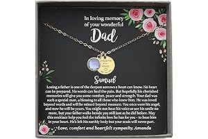 Personalized Memorial Jewelry Keepsake Necklace for Loss of Dad, Bereavement Gifts for...