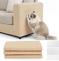 Kicyosl 3-Pack Cat Scratch Couch Protector 118x15.8" Trimmable Self-Adhesive Furniture Guard for Sofa Cat Tower Khaki