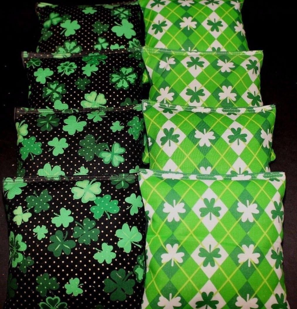 BackYardGamesUSA St Patrick Cornhole Bean Bags 8 Regulation Bags Lucky Irish Party Game