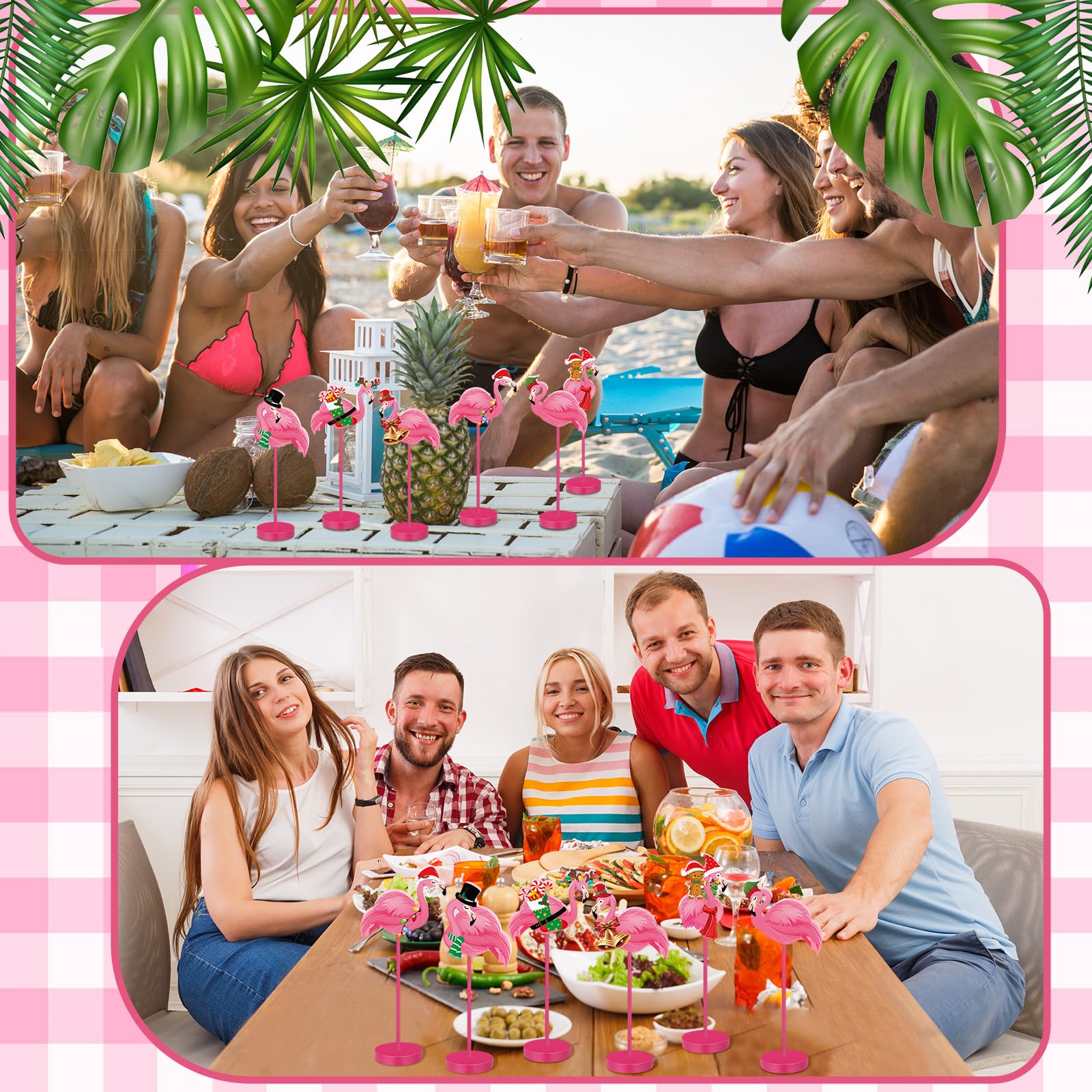 Wenqik Flamingo Tischaufsteller Set - 6 Stück Holz Flamingos Für Sommerliche Deko