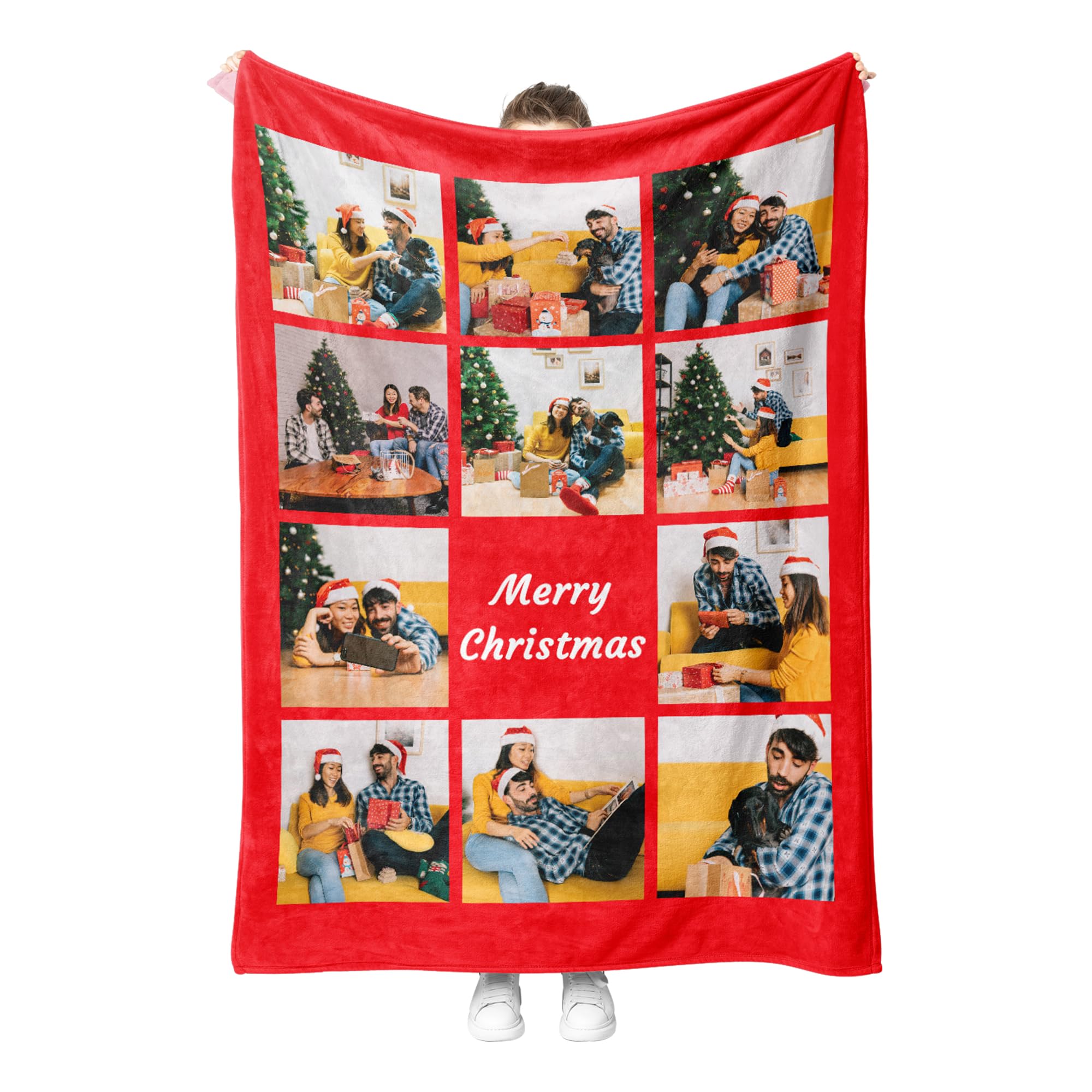 Personalised Photo Blanket - Custom Design for Adults and Kids - Gift for Mum, Dad, Boyfriend, Girlfriend (11 Photos)