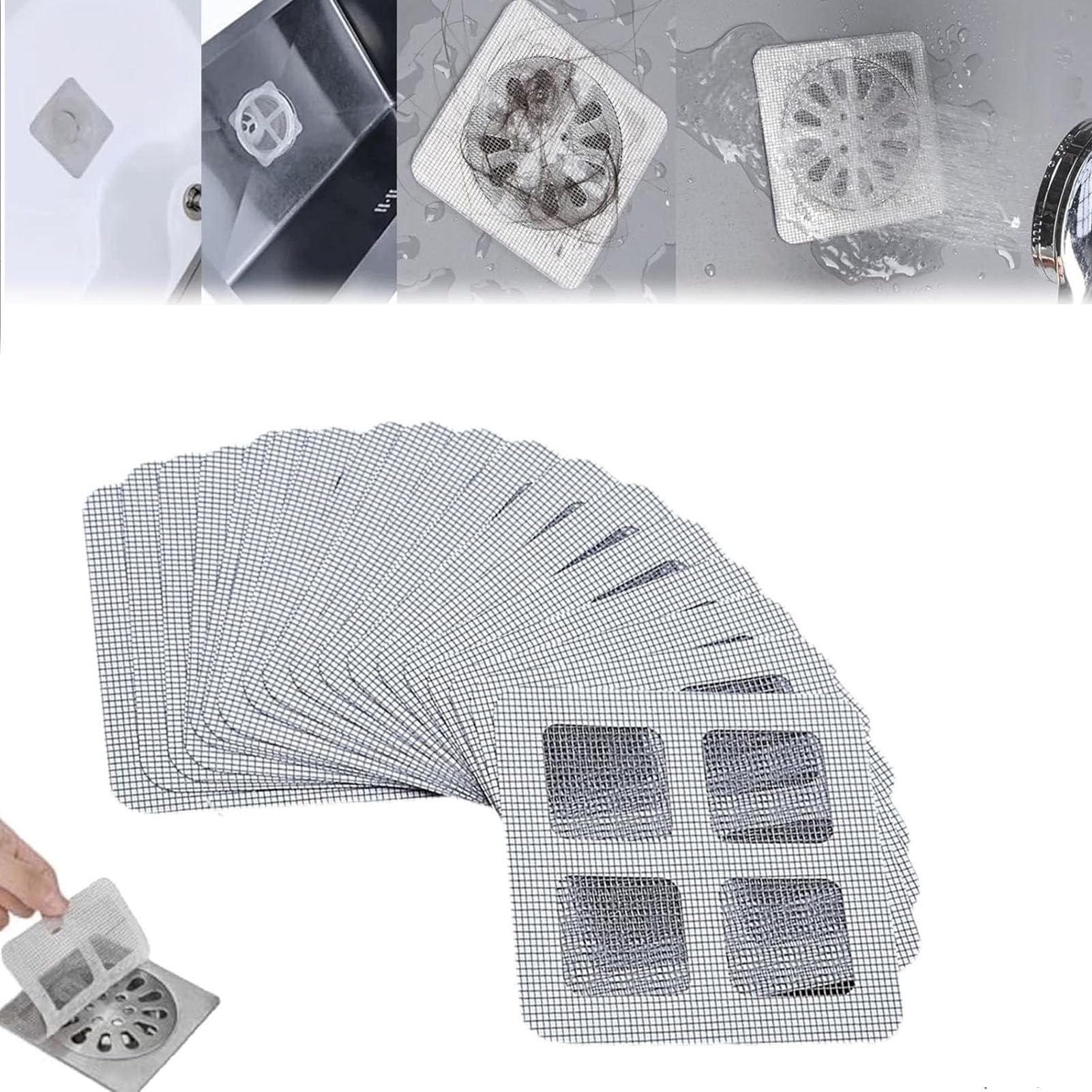 Roptink 100Pcs Einweg Filterflicken, Disposable Filter Patches For Drain, 2024 Upgrade Disposable Filter Patches For Shower, Disposable Hair Drain Stickers (100Pcs)